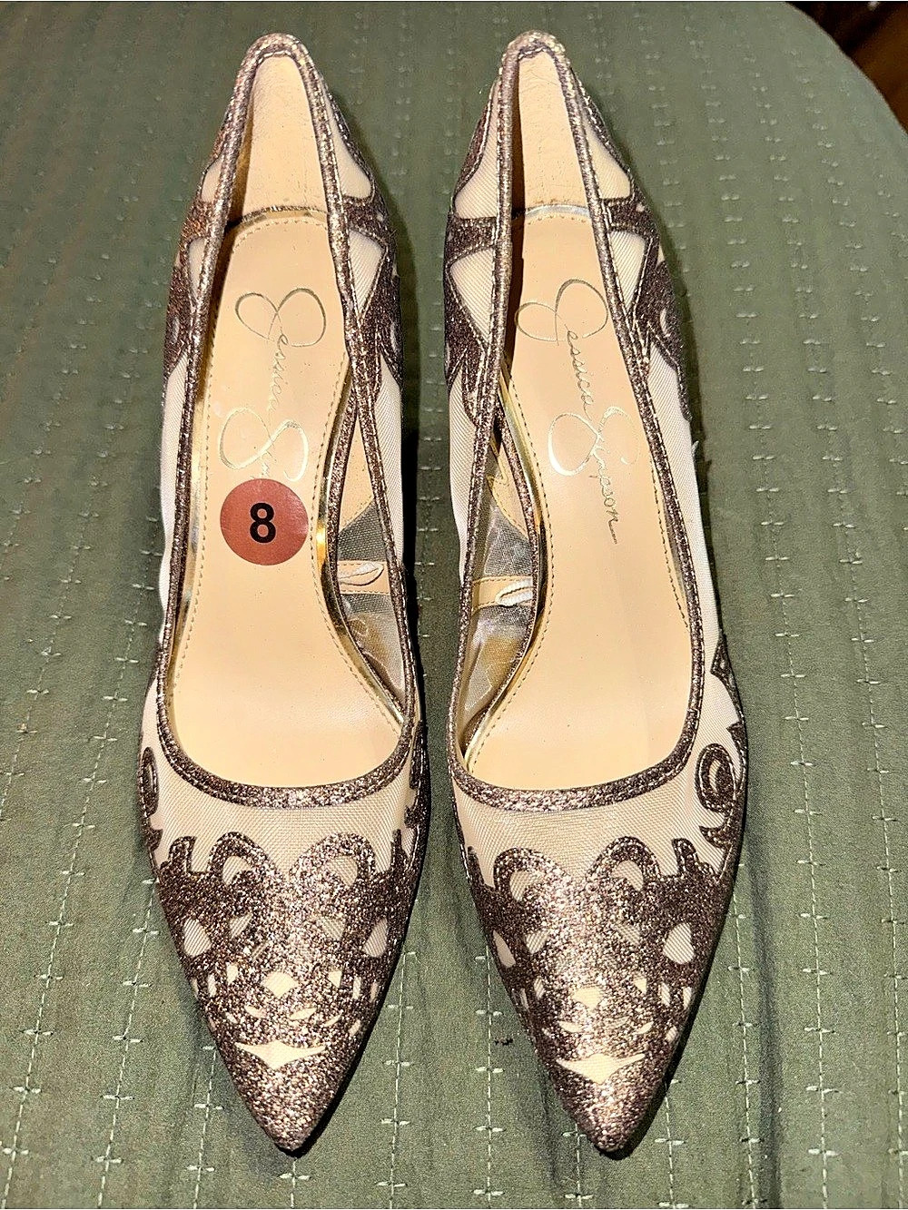 Jessica Simpson Liereena Gild Toned Pointed Toe Heel 8